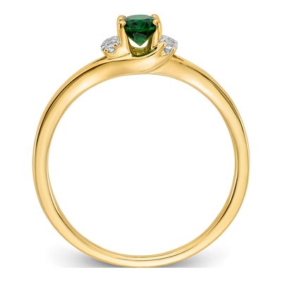 14K Yellow Gold 1/15 ct tw Emerald & Diamond Oval Ring – view 2