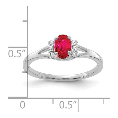10K White Gold 1/15 ct tw Ruby & Diamond Oval Ring – view 2
