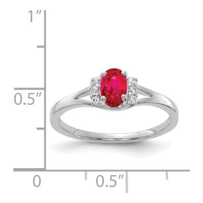14K White Gold 1/15 ct tw Ruby & Diamond Oval Ring – view 3