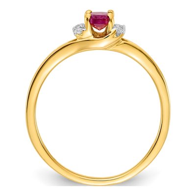 14K Yellow Gold 1/15 ct tw Ruby & Diamond Oval Ring – view 3