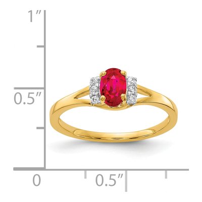 14K Yellow Gold 1/15 ct tw Ruby & Diamond Oval Ring – view 4