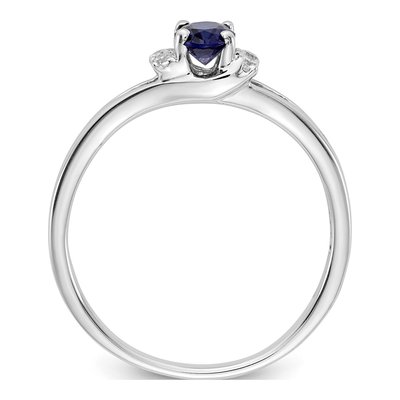 14K White Gold 1/15 ct tw Sapphire & Diamond Oval Ring – view 3
