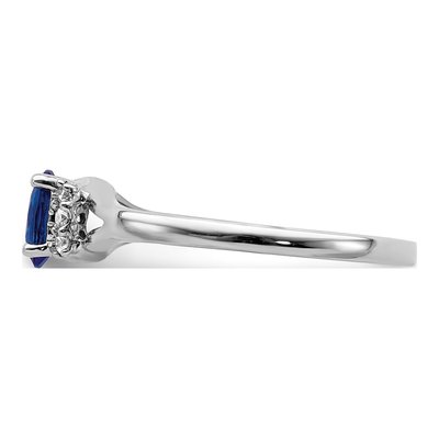 14K White Gold 1/15 ct tw Sapphire & Diamond Oval Ring – view 4