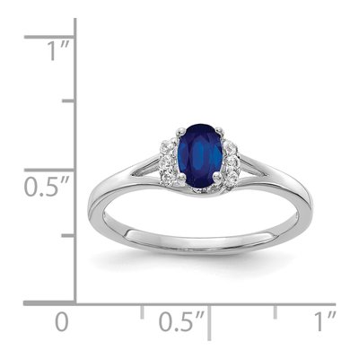 14K White Gold 1/15 ct tw Sapphire & Diamond Oval Ring – view 5