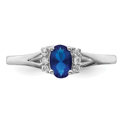 14K White Gold 1/15 ct tw Sapphire & Diamond Oval Ring – view 6