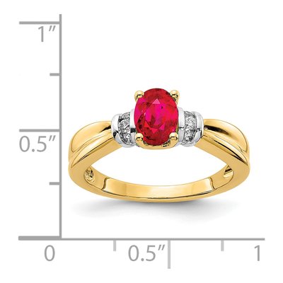 14K Yellow Gold 1/10 ct tw Ruby & Diamond Oval Ring – view 3