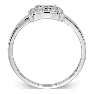 14K White Gold 1/8 ct tw Emerald & Diamond Cluster Ring – view 3