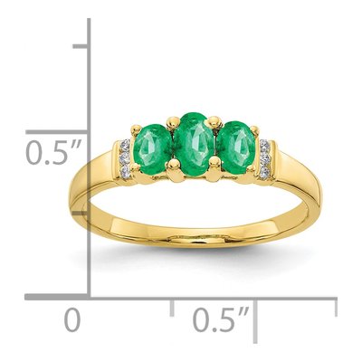 10K Yellow Gold Emerald & Diamond 3-Stone Ring – view 3