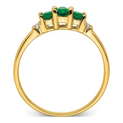 14K Yellow Gold Emerald & Diamond 3-Stone Ring – view 2