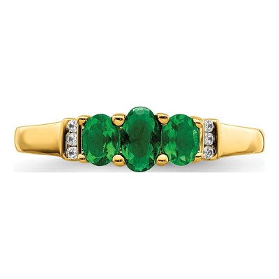 14K Yellow Gold Emerald & Diamond 3-Stone Ring – view 5