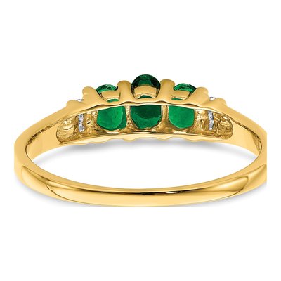 14K Yellow Gold Emerald & Diamond 3-Stone Ring – view 6