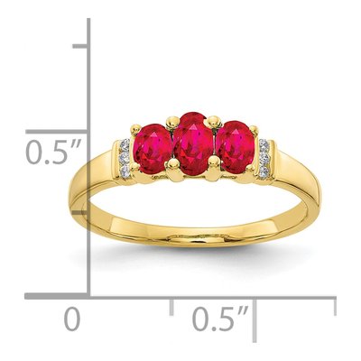 10K Yellow Gold Ruby & Diamond 3-Stone Ring – view 3