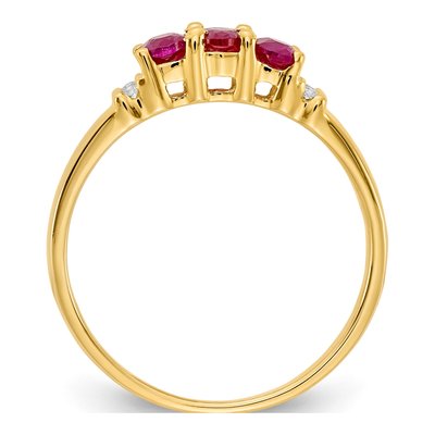 14K Yellow Gold Ruby & Diamond Triple Ring – view 2