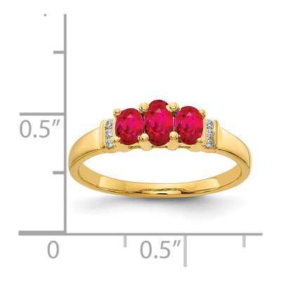 14K Yellow Gold Ruby & Diamond Triple Ring – view 3