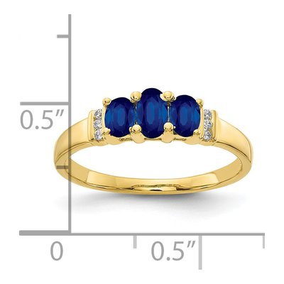 10K Yellow Gold Sapphire & Diamond 3-Stone Ring – view 3