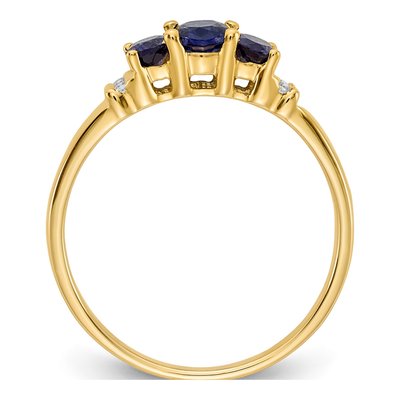 14K Yellow Gold Sapphire & Diamond 3-Stone Ring – view 2