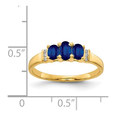 14K Yellow Gold Sapphire & Diamond 3-Stone Ring – view 3