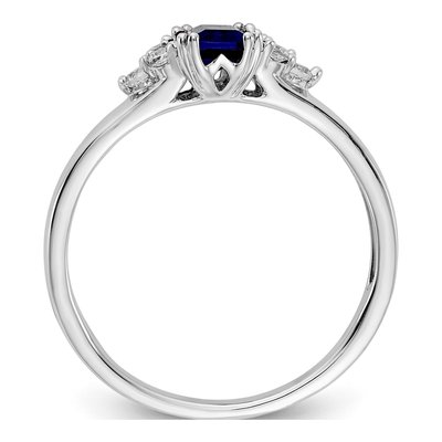 14K White Gold 1/6 ct tw Sapphire & Diamond Emerald-Cut Ring – view 3