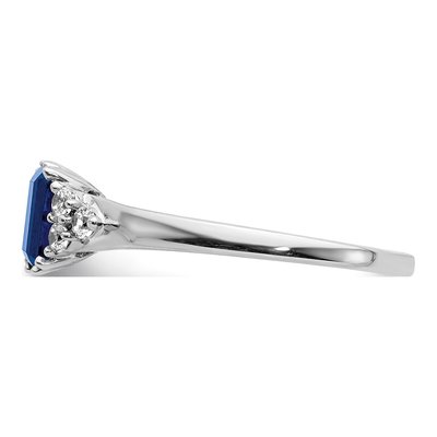 14K White Gold 1/6 ct tw Sapphire & Diamond Emerald-Cut Ring – view 4
