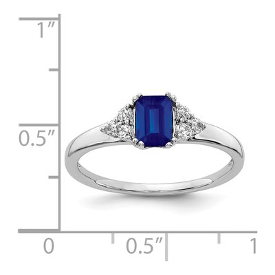 14K White Gold 1/6 ct tw Sapphire & Diamond Emerald-Cut Ring – view 5