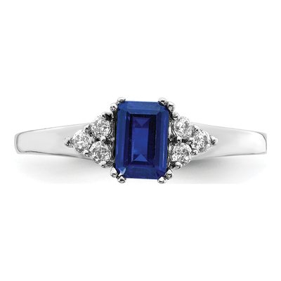 14K White Gold 1/6 ct tw Sapphire & Diamond Emerald-Cut Ring – view 6