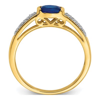 14K Yellow Gold 1/15 ct tw Sapphire & Diamond Oval Ring – view 3