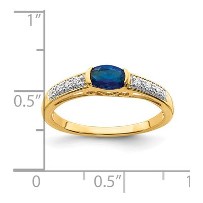 14K Yellow Gold 1/15 ct tw Sapphire & Diamond Oval Ring – view 5