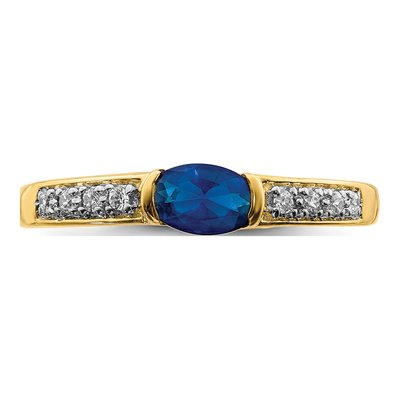 14K Yellow Gold 1/15 ct tw Sapphire & Diamond Oval Ring – view 6