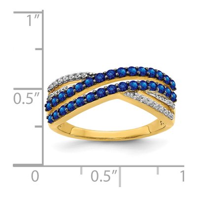 14K Yellow Gold 1/15 ct tw Sapphire & Diamond 4-Row Ring – view 5