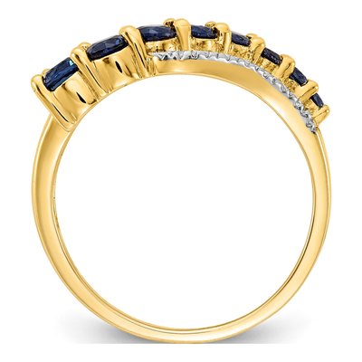 14K Yellow Gold Lab-Created Sapphire & Sapphire Graduated Ring – view 2