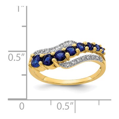14K Yellow Gold Lab-Created Sapphire & Sapphire Graduated Ring – view 3