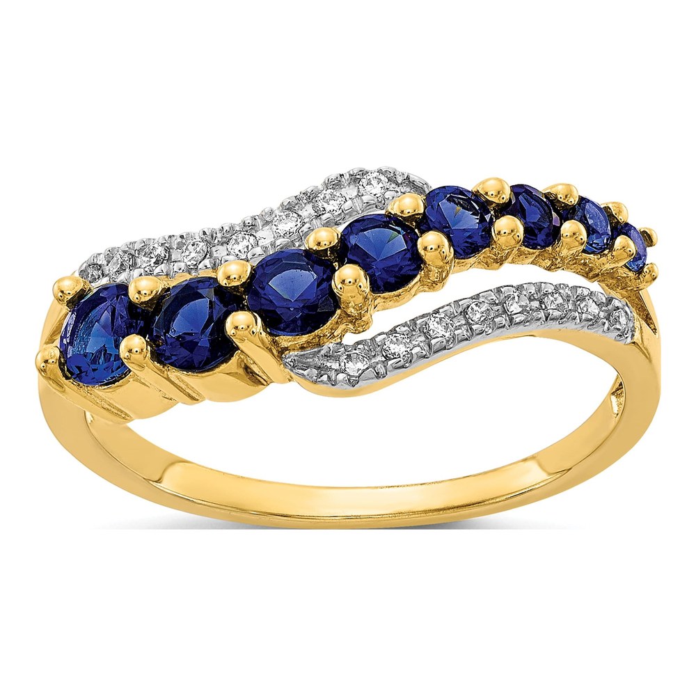 14K Yellow Gold Lab-Created Sapphire & Sapphire Graduated Ring