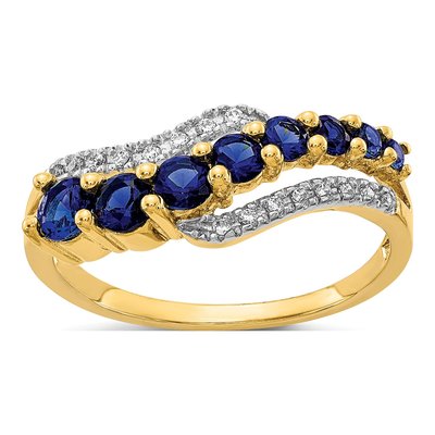 14K Yellow Gold Lab-Created Sapphire & Sapphire Graduated Ring