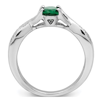 14K White Gold 1/15 ct tw Emerald & Diamond Oval Ring – view 2