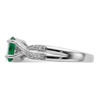 14K White Gold 1/15 ct tw Emerald & Diamond Oval Ring – view 3
