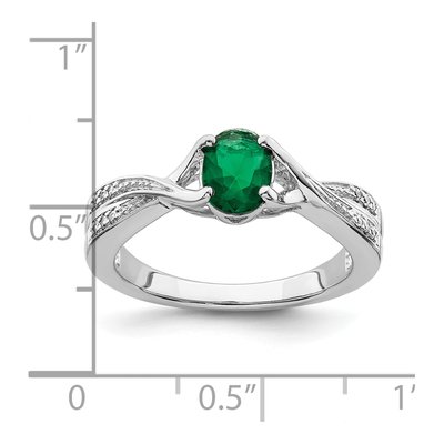 14K White Gold 1/15 ct tw Emerald & Diamond Oval Ring – view 4
