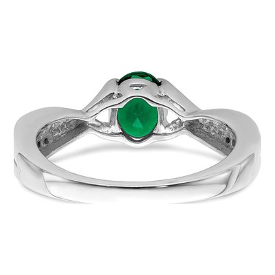 14K White Gold 1/15 ct tw Emerald & Diamond Oval Ring – view 6