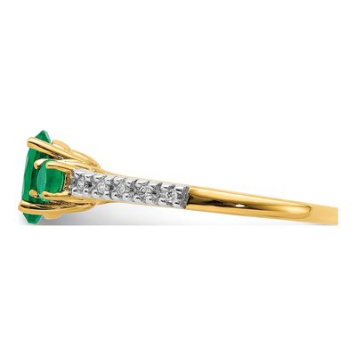 14K Yellow Gold 1/20 ct tw Emerald & Diamond 3-Stone Ring – view 3