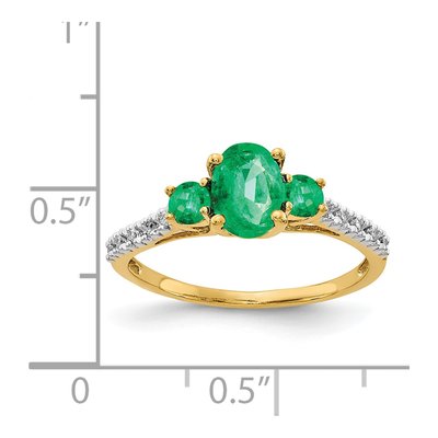 14K Yellow Gold 1/20 ct tw Emerald & Diamond 3-Stone Ring – view 4