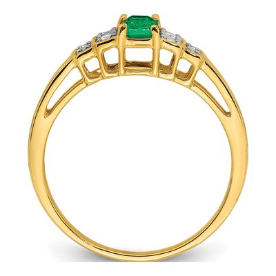 10K Yellow Gold Emerald Diamond Ring – view 2