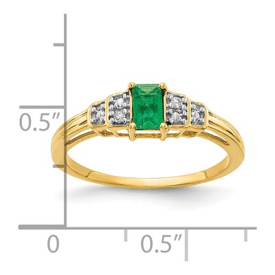 10K Yellow Gold Emerald Diamond Ring – view 4