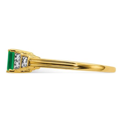 14K Yellow Gold Emerald & Diamond Emerald-Cut Ring – view 4