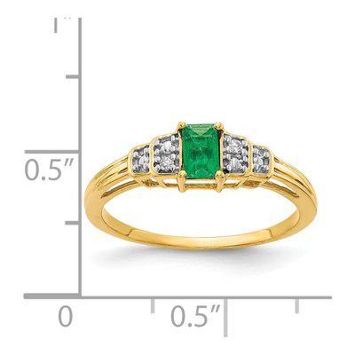 14K Yellow Gold Emerald & Diamond Emerald-Cut Ring – view 5