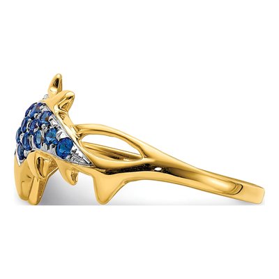 14K Yellow Gold Sapphire & Diamond Dolphin Ring – view 3