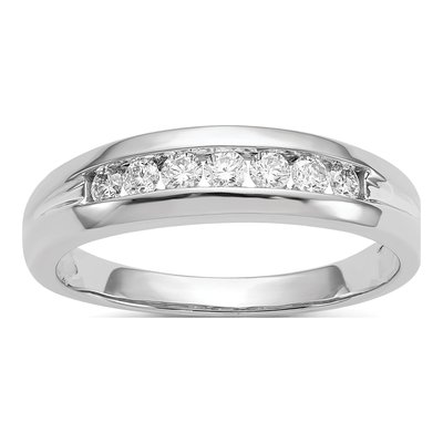 Men's 14K White Gold 1/3 ct tw Diamond 7-stone Channel Ring