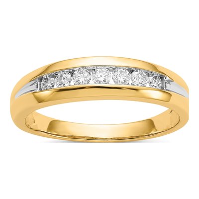 Men's 14K Yellow Gold 1/3 ct tw Diamond 7-stone Channel Ring