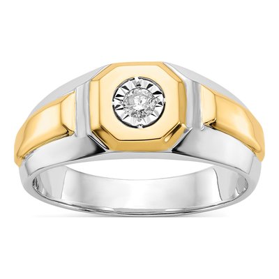 Men's 14K Two-Tone Gold 1/10 ct tw Lab-Grown Diamond Ring