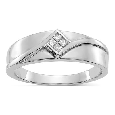 Men's 14K White Gold 1/10 ct tw Diamond Square Cluster Ring