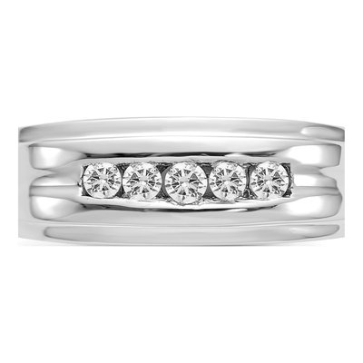 Men's 14K White Gold 1/4 ct tw Diamond 5-stone Channel Ring – view 4