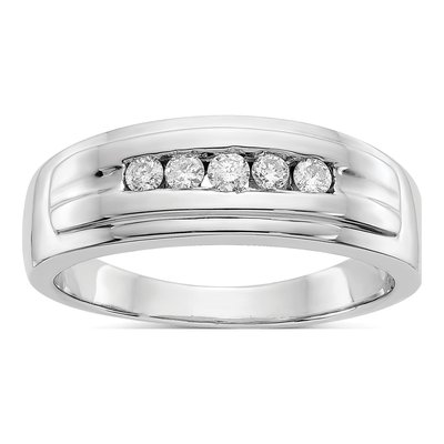 Men's 14K White Gold 1/4 ct tw Diamond 5-stone Channel Ring